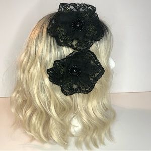 Hair accessory black lace hair clips